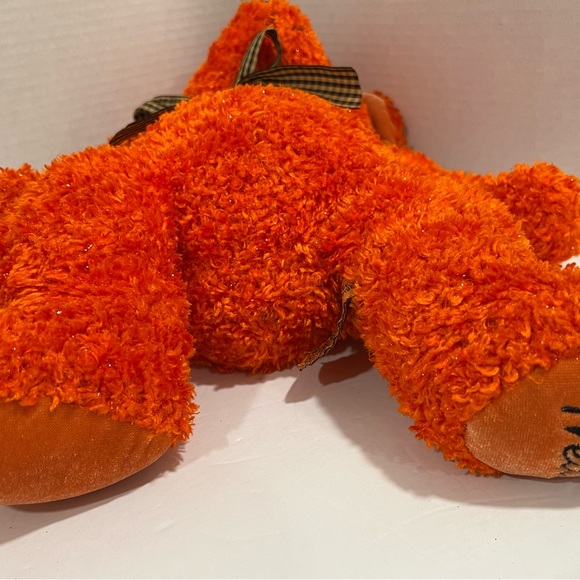 Tri Russ Trick Or Treat Shimmering Orange Plush Teddy Bear Brown Gingham Bow - Picture 7 of 9